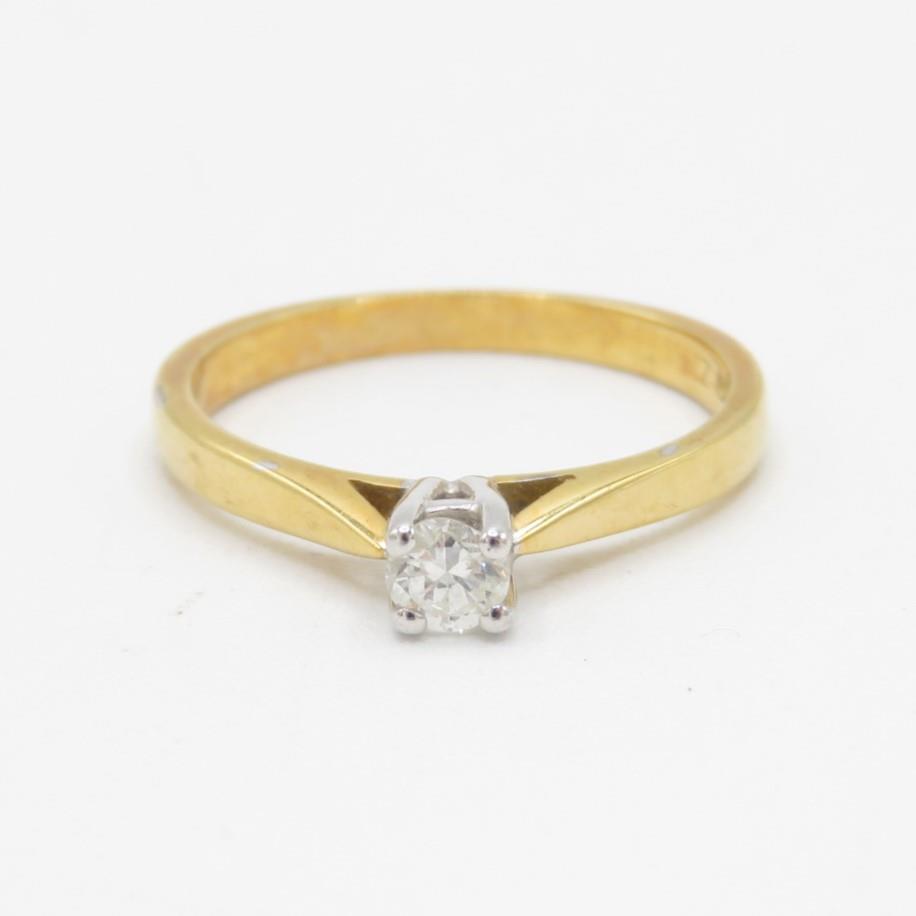 18ct gold round brilliant cut diamond solitaire ring (2.5g) Size L