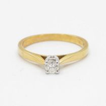18ct gold round brilliant cut diamond solitaire ring (2.5g) Size L