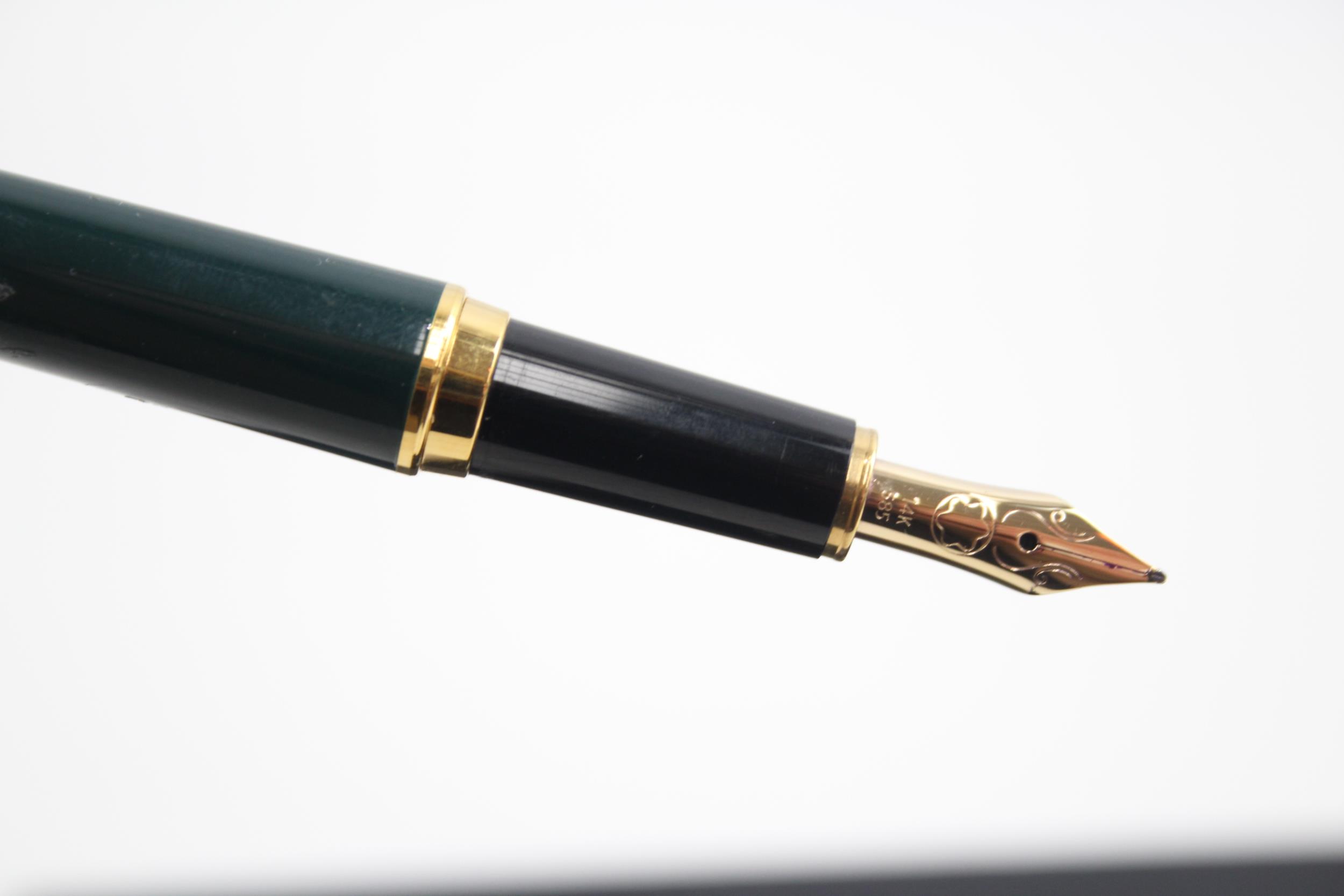 MONTBLANC Noblesse Oblige Green Cased Fountain Pen w/ 14ct Gold Nib WRITING - w/ Original Box Etc - Image 4 of 6