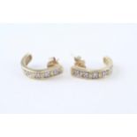 9ct gold diamond c-hoop earrings with scroll backs (2.8g)