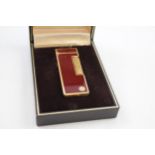 Vintage DUNHILL Rolagas Gold Plated & Red Lacquer Cigarette Lighter Boxed - UNTESTED In previously