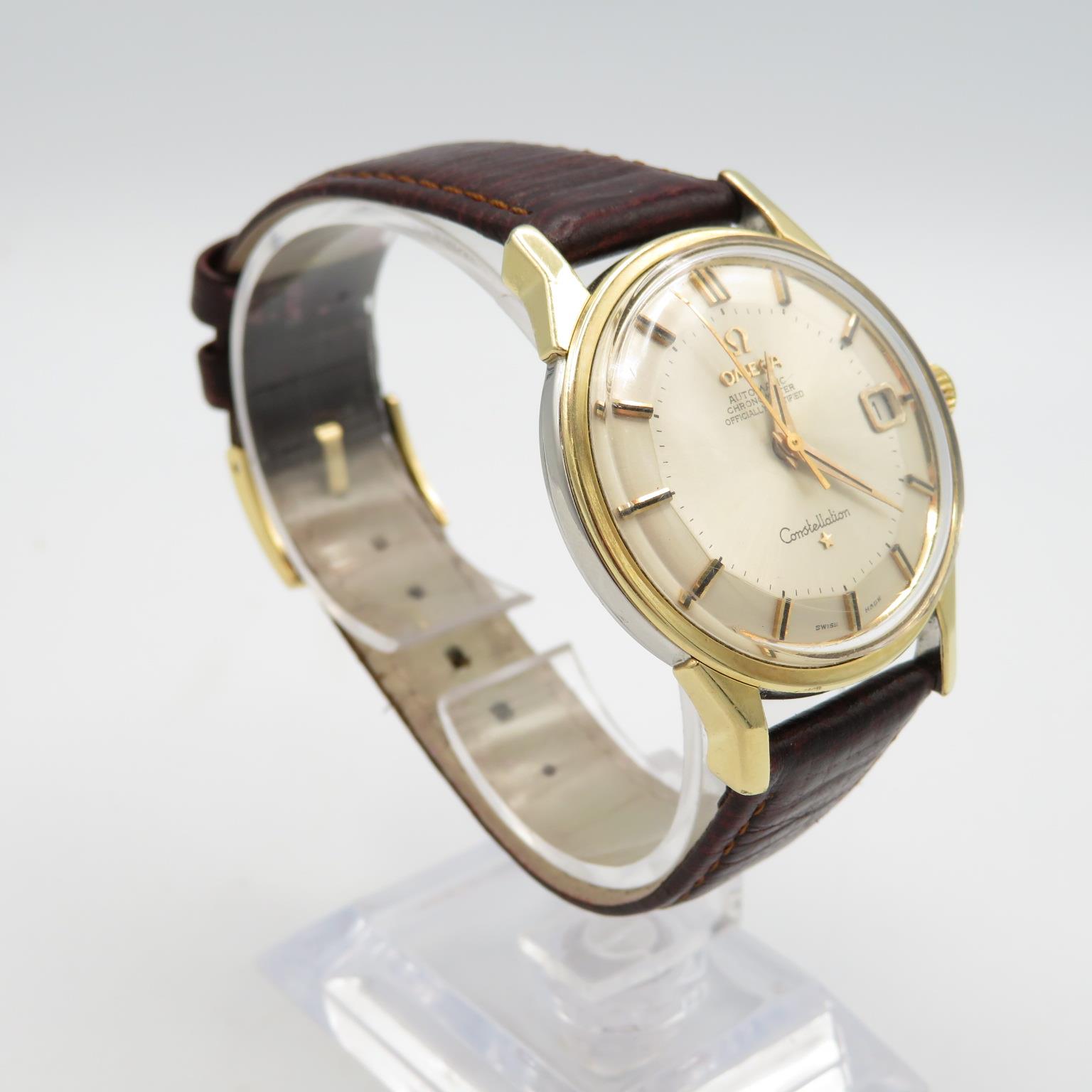 Omega Constellation Pie pan dial. Gents gold capped case. Automatic. Working. Silvered pie pan dial. - Image 4 of 8