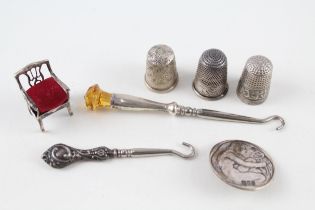 7 x Antique / Vintage .925 Sterling Silver Haberdashery Inc Charles Horner (42g) - Inc Charles