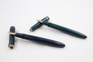 2 x Vintage PARKER Duofold Fountain Pens 14ct Gold Nibs WRITING Inc Navy Etc - Dip Tested &