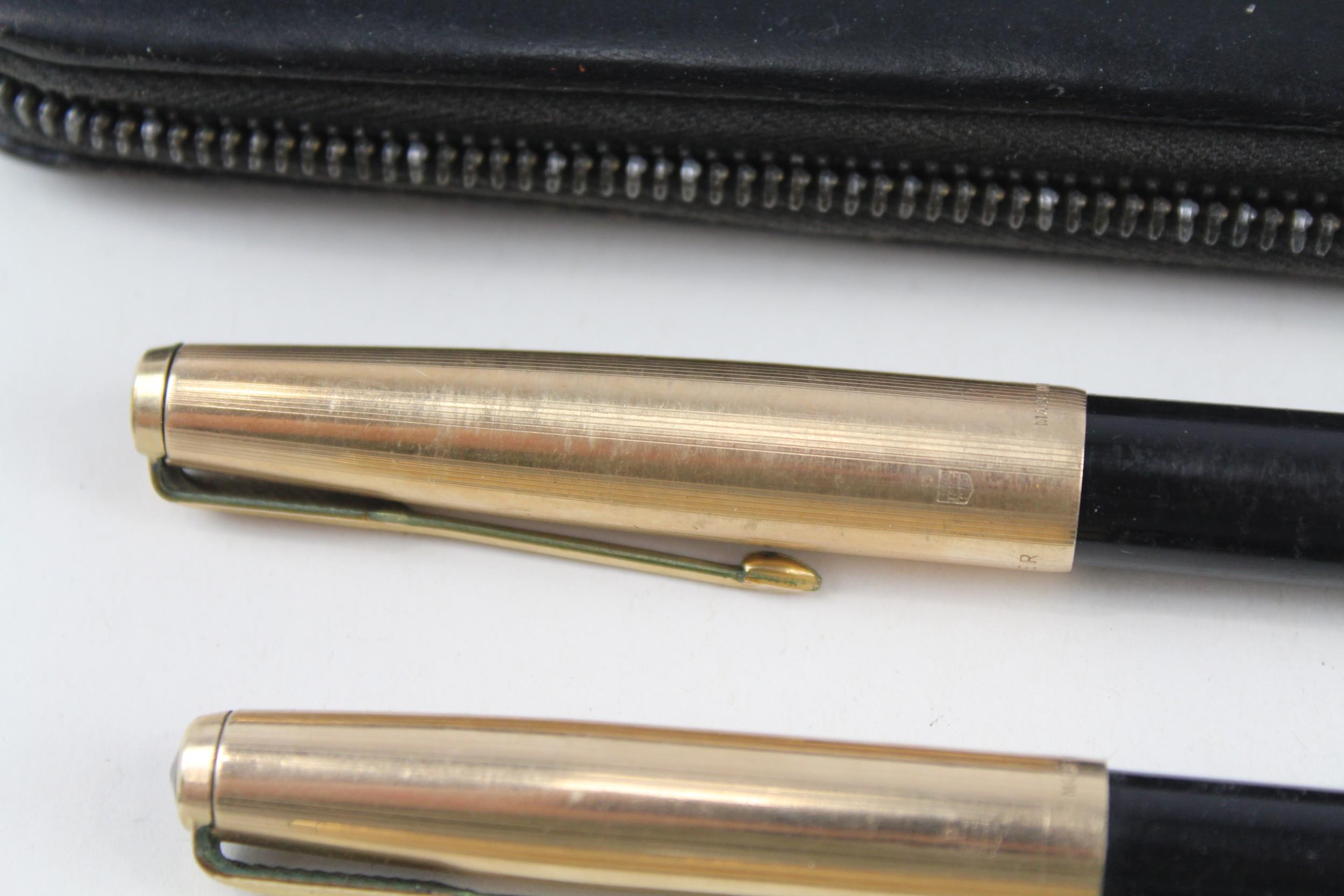 Vintage PARKER 61 Black Fountain Pen w/ 14ct Gold Nib, Ballpoint, Pencil, Case - w/ 14ct Gold Nib, - Image 2 of 6