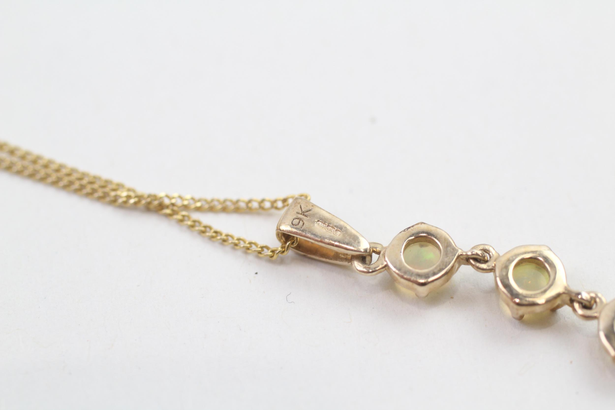 9ct gold opal drop pendant necklace (2.6g) - Image 4 of 5