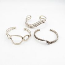 3x silver bangles 65.2g total weight
