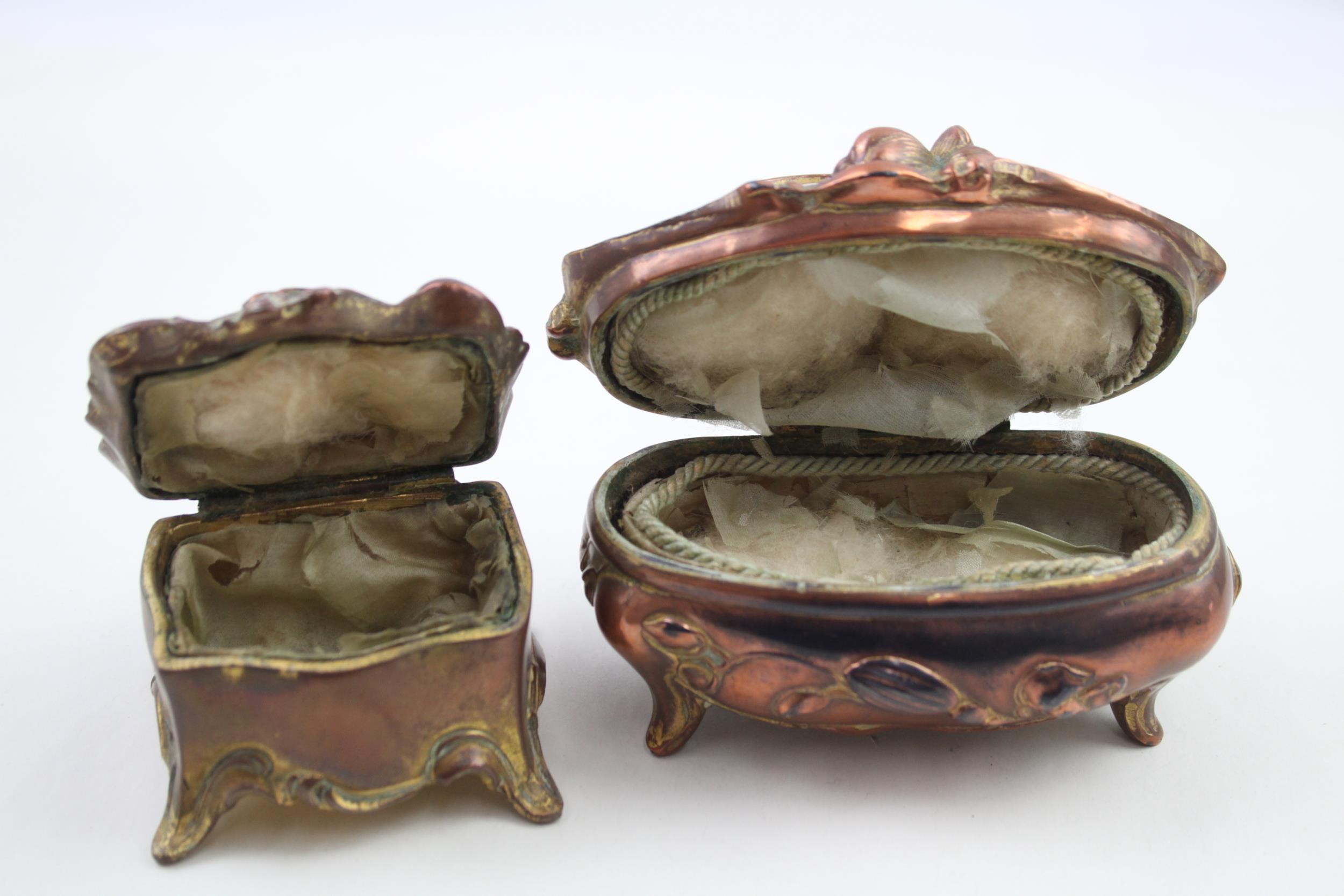 2 x Antique Art Nouveau WB MFG & Co. Gilded Metal Jewellery / Trinket Boxes - In antique condition - Image 5 of 8