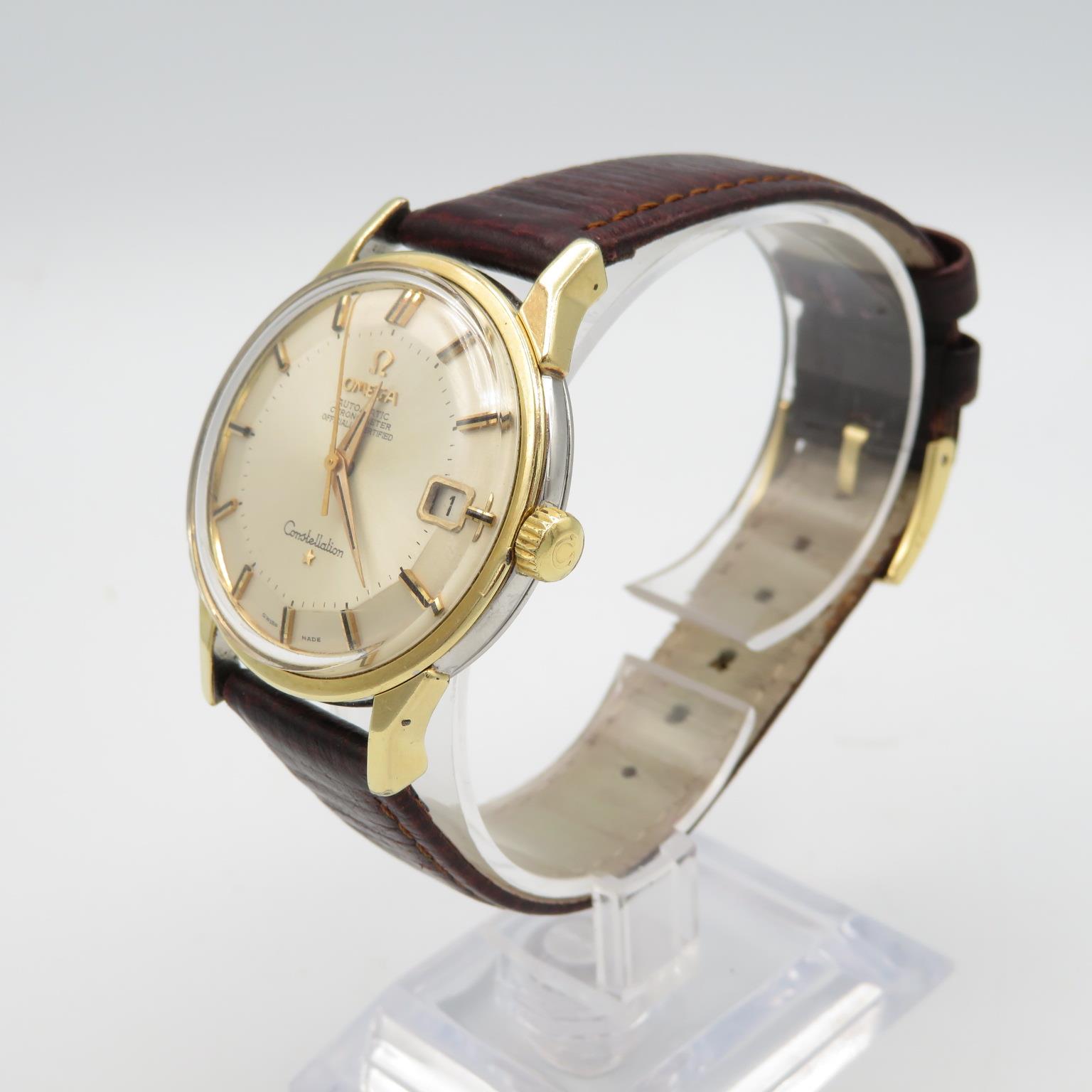 Omega Constellation Pie pan dial. Gents gold capped case. Automatic. Working. Silvered pie pan dial. - Image 3 of 8