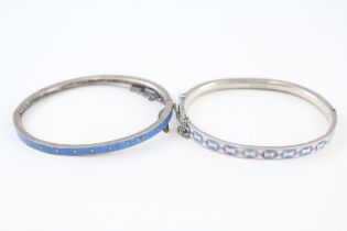 Two antique silver enamel bangles (19g)