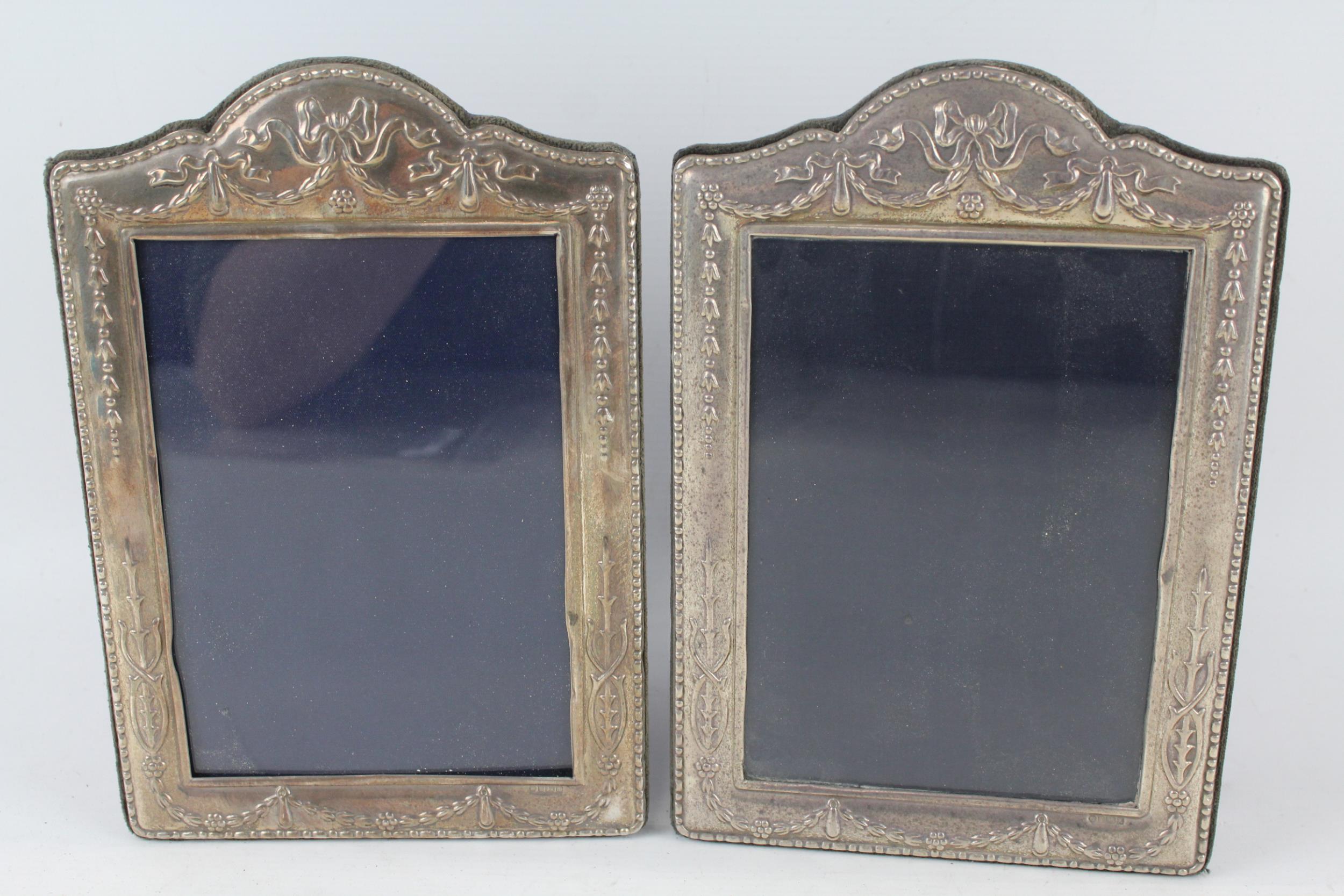 2 x Vintage Hallmarked .925 STERLING SILVER Photograph Frames R Carr (787g) - Maker - R.Carr