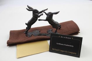 Richard Cooper & Company Small Hares Boxing BRONZE Ornament w/ COA 364g - Height - 11cm In