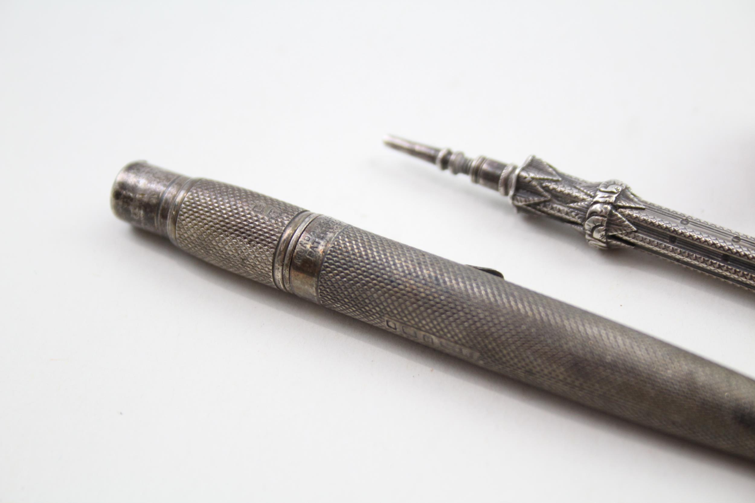 3 x Antique / Vintage .800 & .925 Sterling Silver Pencils & Wax Seal Stamp (70g) - Both Pencils - Image 2 of 7