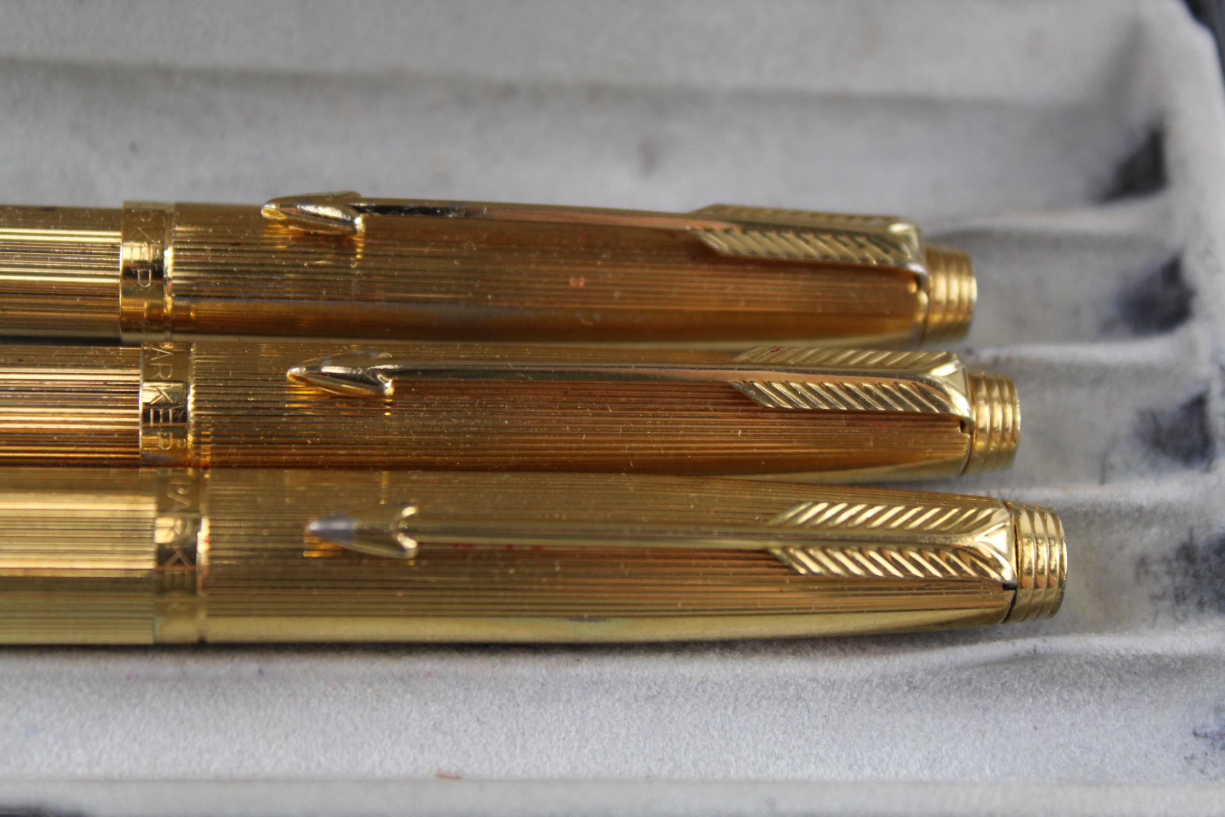 Vintage PARKER 75 Gold Plated Fountain Pen w/ 14ct Gold Nib, Ballpoint, Pencil - w/ 14ct Gold Nib, - Image 3 of 6