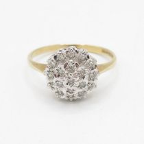 9ct gold vintage diamond cluster ring (2.2g) Size N