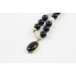 14ct gold polished black onyx & cultured pearl necklace (54.1g)