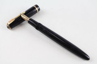 Vintage PARKER Senior Duofold Black Cased Fountain Pen w/ 14ct Gold Nib WRITING - Dip Tested &