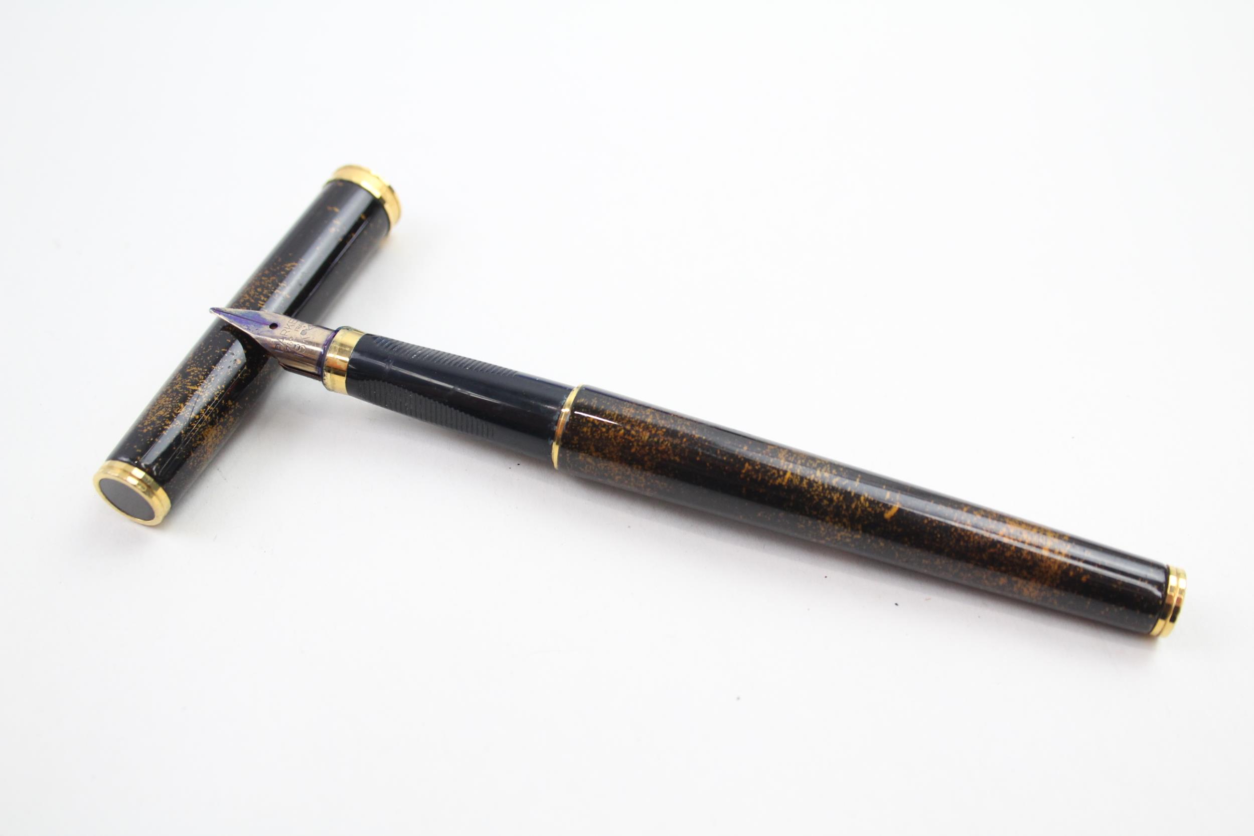 Vintage PARKER 75 Brown Lacquer Fountain Pen w/ 14ct Gold Nib WRITING - Dip Tested & WRITING In