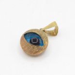 14ct gold blue paste evil eye charm (0.9g)