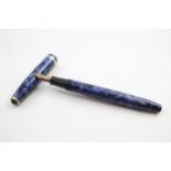 Vintage CONWAY STEWART 85L Navy Fountain Pen w/ 14ct Gold Nib WRITING - DIP TESTED & WRITING In
