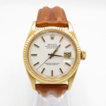 18ct Yellow gold Rolex Date Just 1963 with white porcelain dial 1601 movement. All original.