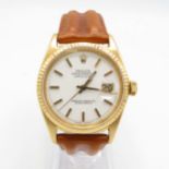 18ct Yellow gold Rolex Date Just 1963 with white porcelain dial 1601 movement. All original.