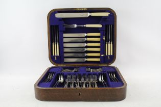 First Stainless Steel 35 Piece Cutlery Set Vintage Wooden Canteen W:42.5cm - First Stainless Steel