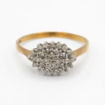 9ct gold vintage diamond cluster ring, Hallmarked Sheffield 1990 (3.1g) Size Y
