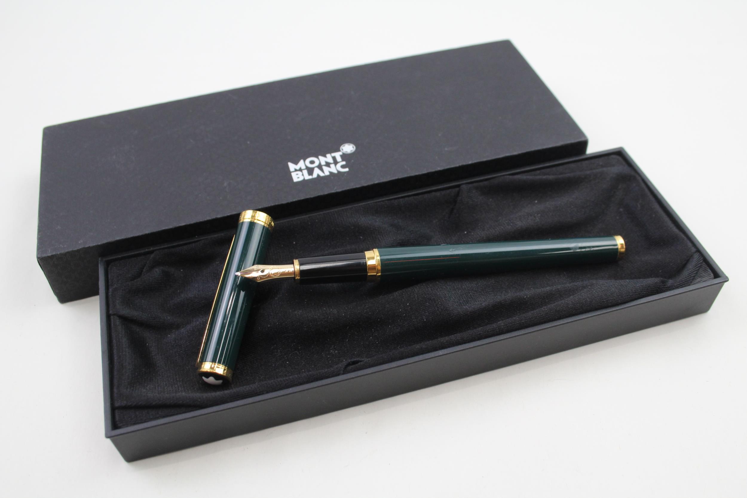 MONTBLANC Noblesse Oblige Green Cased Fountain Pen w/ 14ct Gold Nib WRITING - w/ Original Box Etc