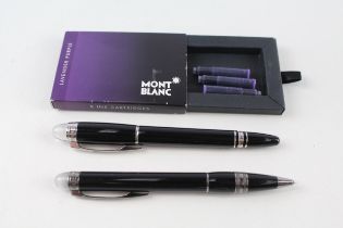 Montblanc Starwalker Black Fountain Pen w/ 14ct White Gold Nib & Ballpoint Pen - Ballpoint is