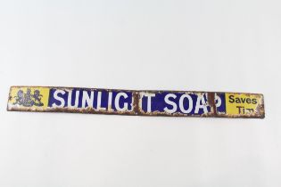 Vintage SUNLIGHT SOAP Enamel Advertising Novelty Sign - Dimensions - 51cm(w) x 5.2cm(h) In vintage