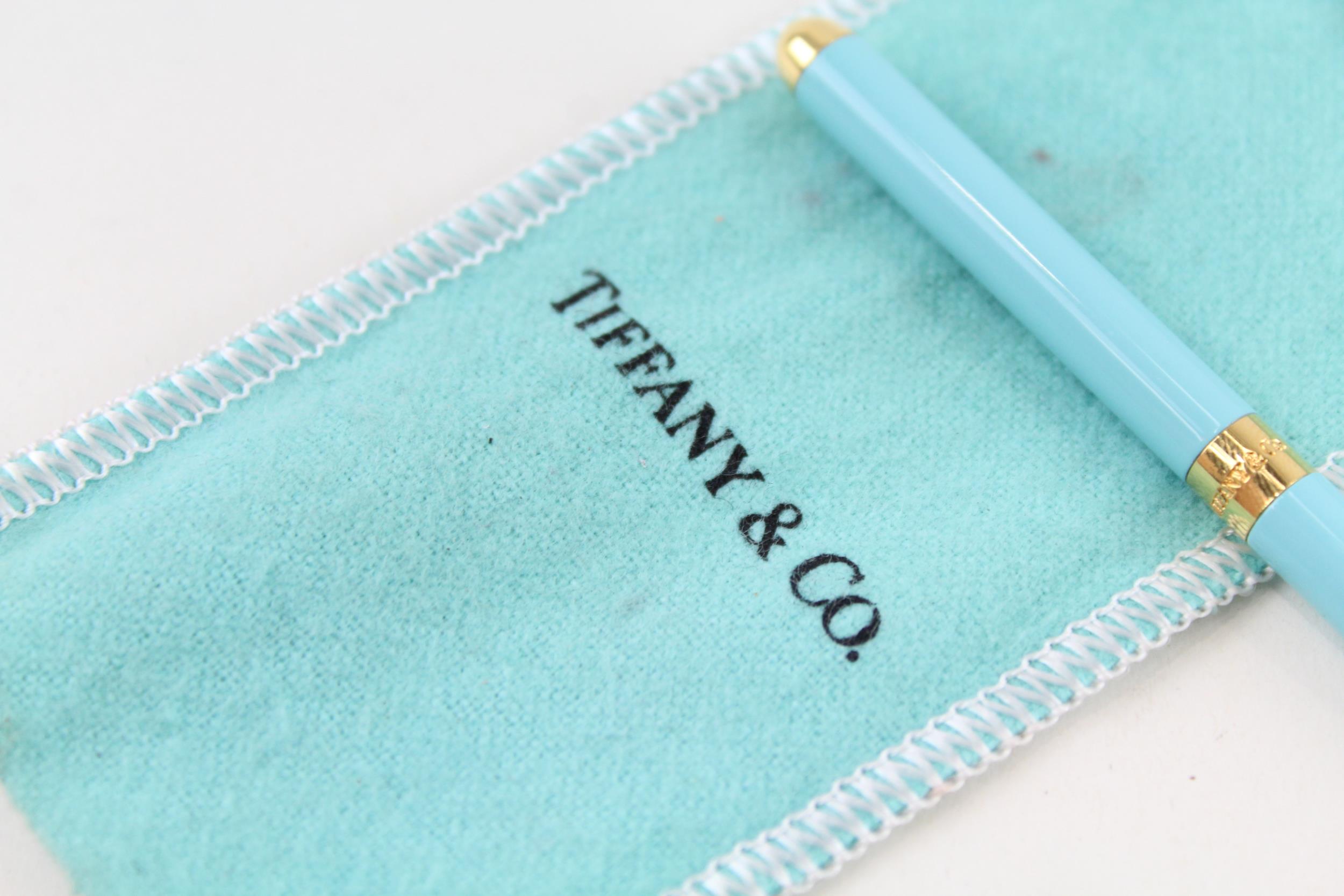 TIFFANY & CO. Classic Blue Enamel Ballpoint Pen / Biro WRITING Gold Plate Band - WRITING In - Image 5 of 5