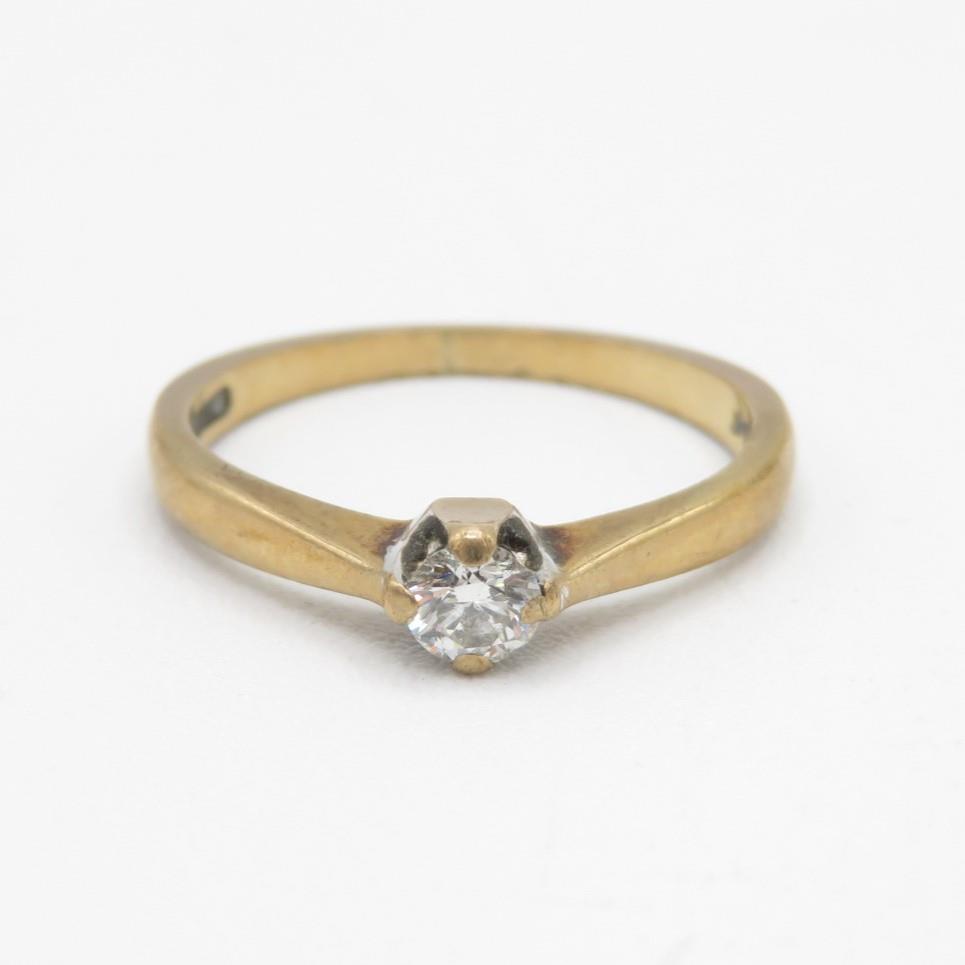 9ct gold vintage round brilliant cut diamond solitaire ring (1.6g) Size K