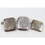 5 x Antique Hallmarked .925 Sterling Silver Vesta / Match Case Inc Engraved 68g - In antique