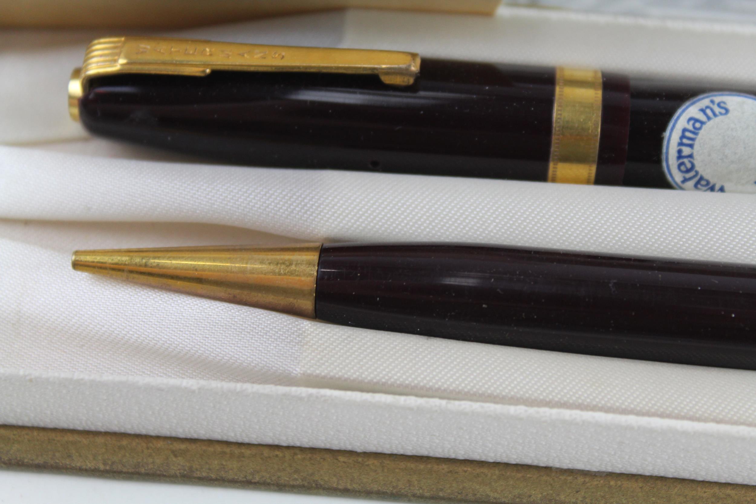 Vintage WATERMAN 515 Burgundy Fountain Pen w/ 14ct Gold Nib, Pencil, Box Etc - w/ 14ct Gold Nib, - Image 3 of 7