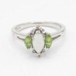 9ct gold opal, peridot & diamond dress ring (2.6g) Size N