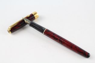 PARKER Sonnet Burgundy Lacquer Fountain Pen w/ 18ct Gold Nib WRITING - w/ Personal Engraving Etc Dip