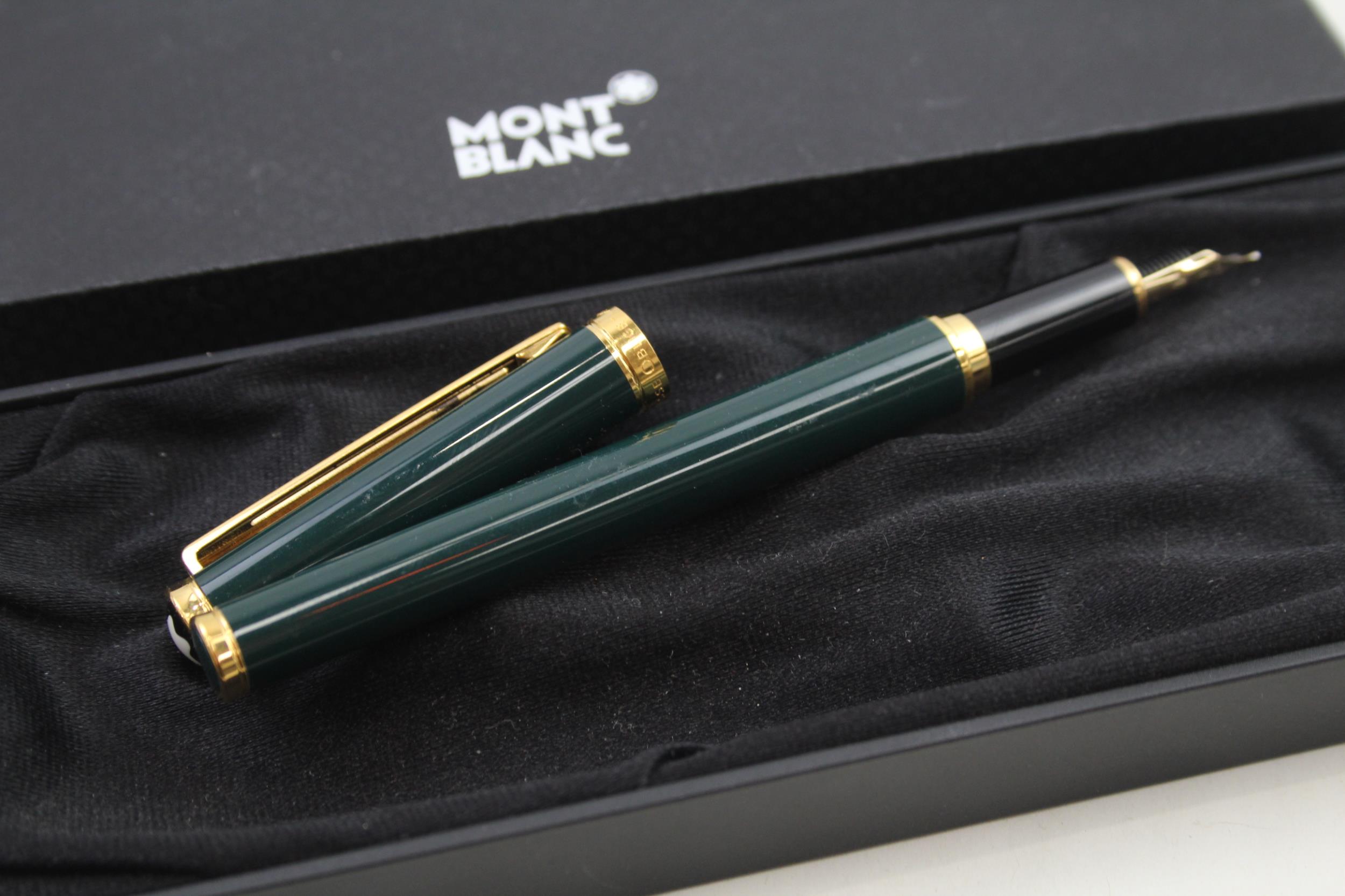 MONTBLANC Noblesse Oblige Green Cased Fountain Pen w/ 14ct Gold Nib WRITING - w/ Original Box Etc - Image 6 of 6