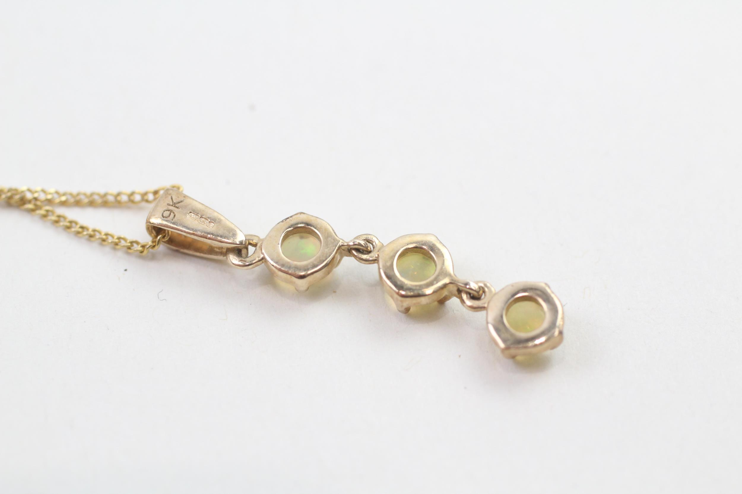 9ct gold opal drop pendant necklace (2.6g) - Image 3 of 5