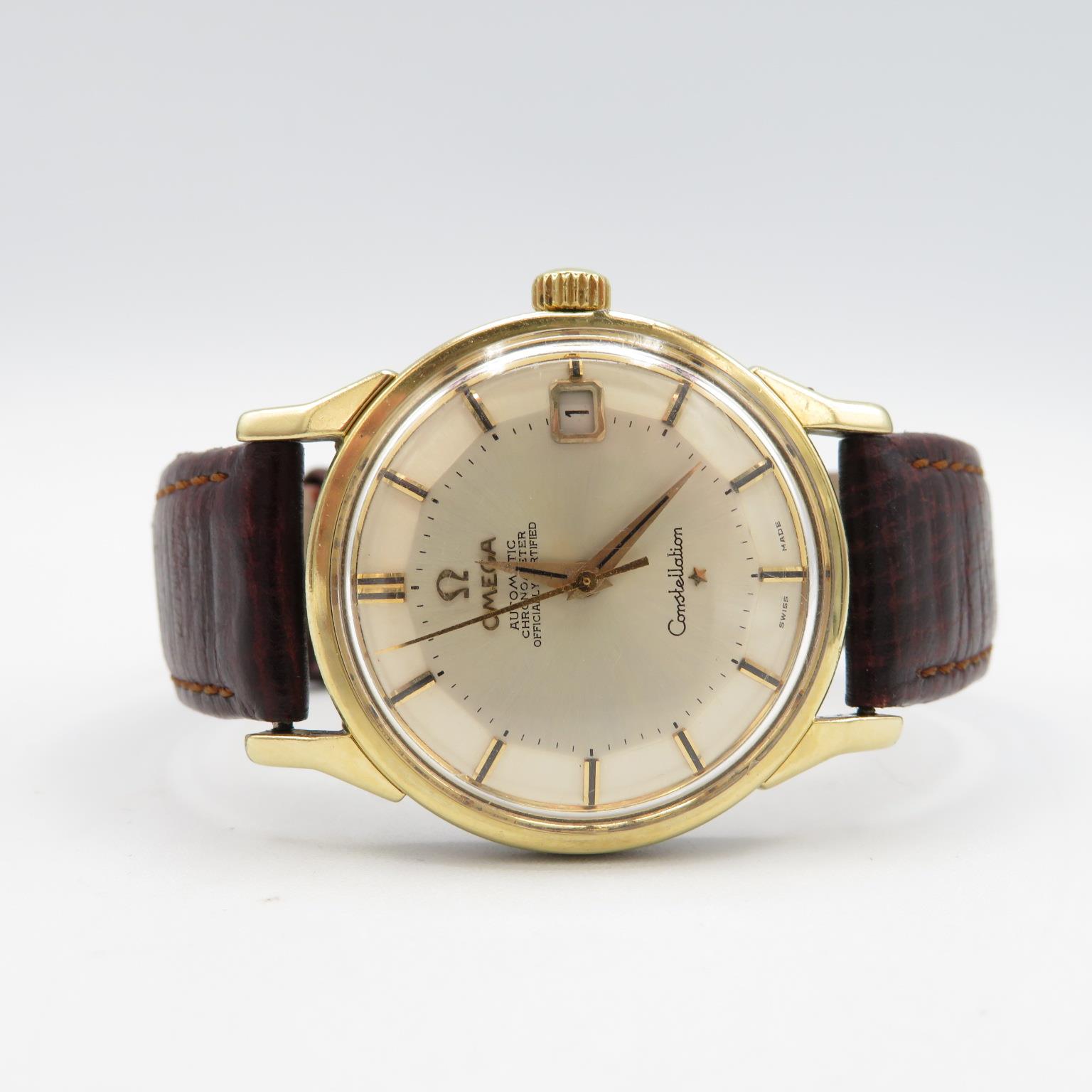 Omega Constellation Pie pan dial. Gents gold capped case. Automatic. Working. Silvered pie pan dial. - Image 5 of 8