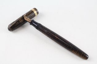 Vintage PARKER Vaccumatic Brown Cased Fountain Pen w/ Gold Plate Nib WRITING - Dip Tested &