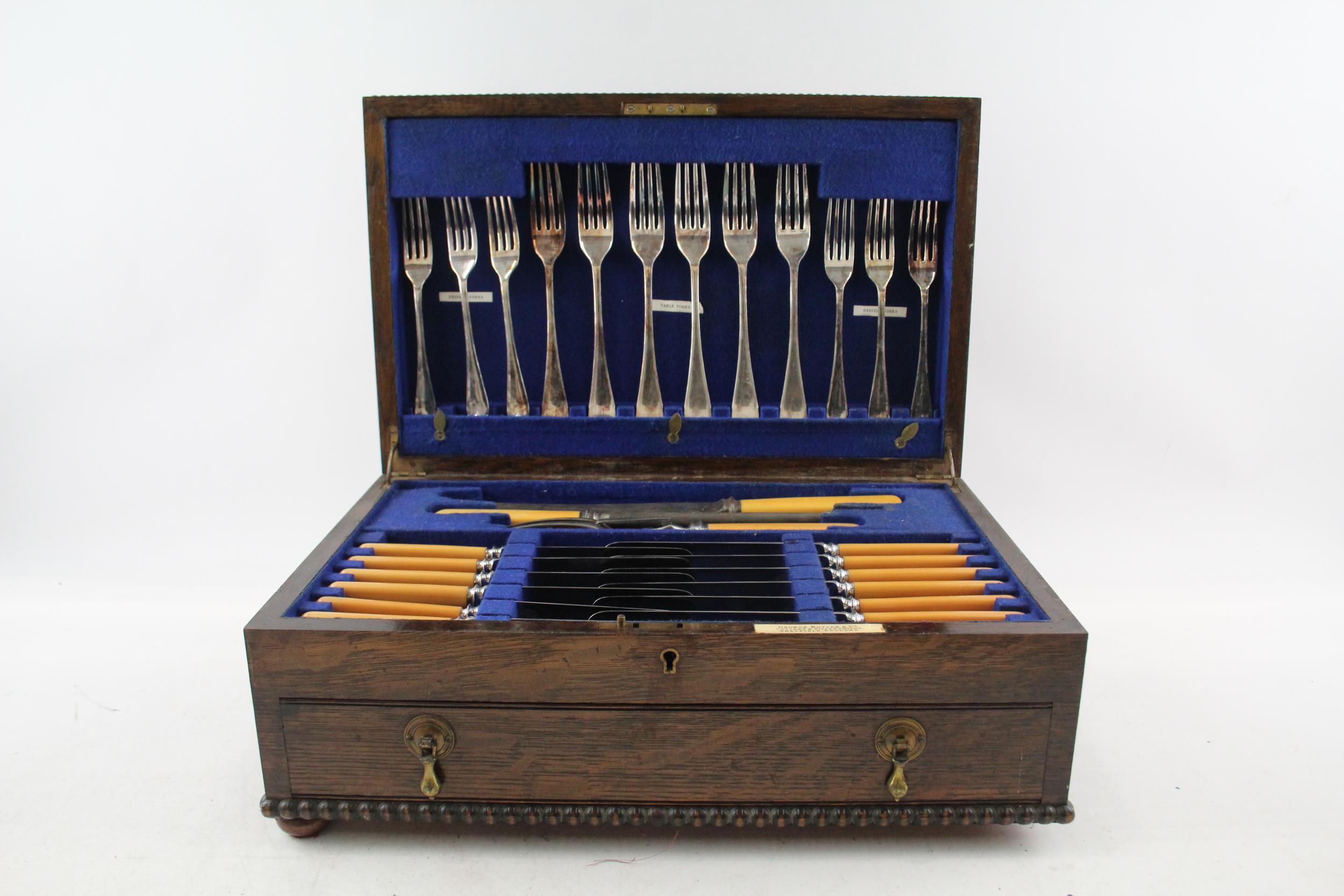 George Butler & Co Cutlery Set 52 Piece Steak Set Large Wooden Canteen Vintage - George Butler &