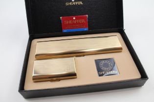 Vintage SHEAFFER Imperial Brass Cased Fountain Pen w/ 14ct Nib, Original Box Etc - Dip Tested &