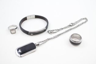 A collection of jewellery by Emporio Armani including a silver ring (65g)