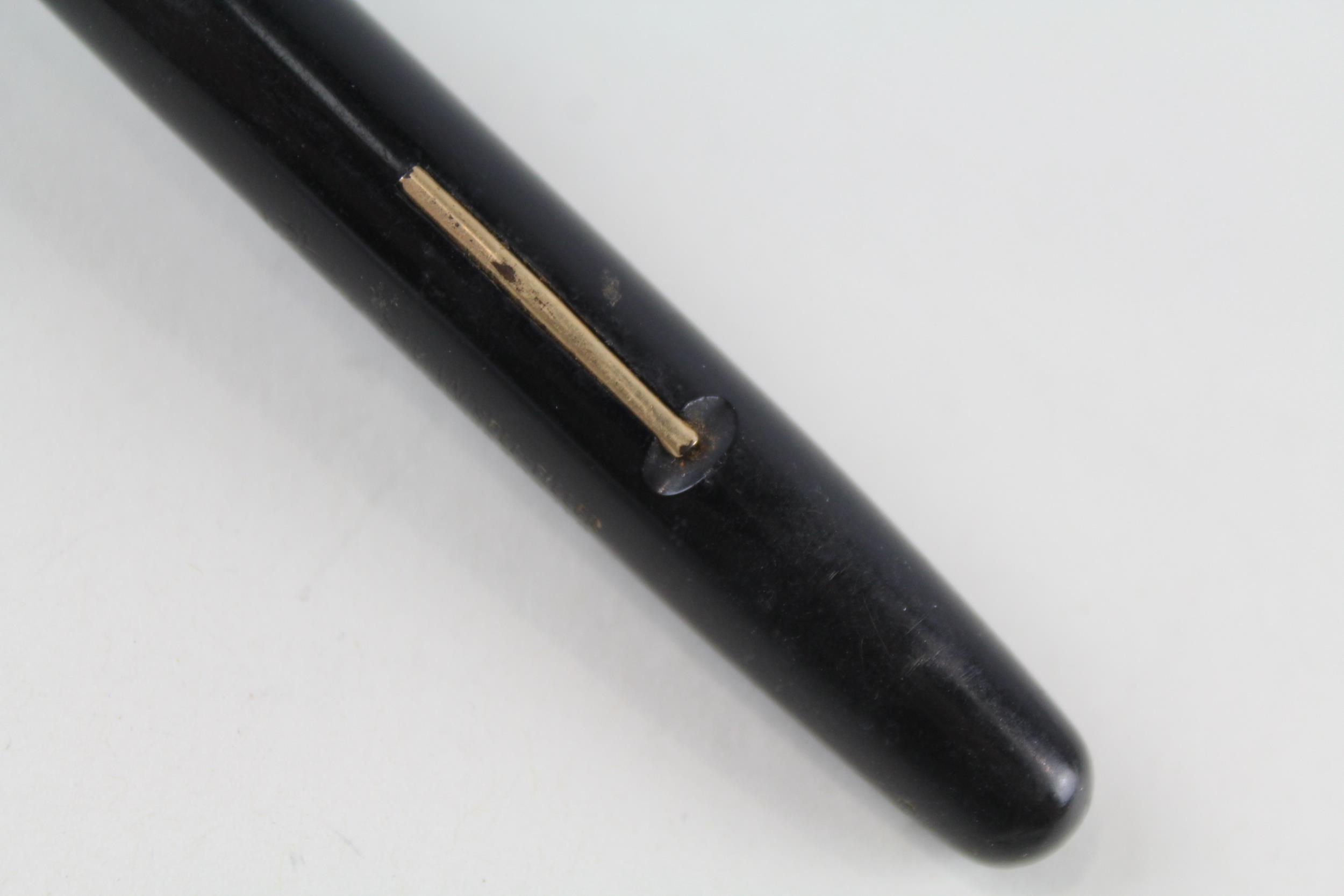 Vintage MABIE TODD Swan Self Filler Black Fountain Pen w/ 14ct Gold Nib WRITING - Dip Tested & - Image 4 of 4