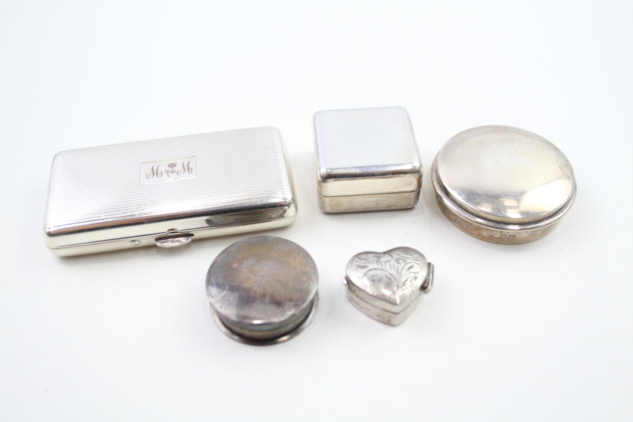 5 x Antique / Vintage Hallmarked .925 STERLING SILVER Pill / Trinket Boxes (90g) - In antique /