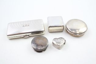 5 x Antique / Vintage Hallmarked .925 STERLING SILVER Pill / Trinket Boxes (90g) - In antique /