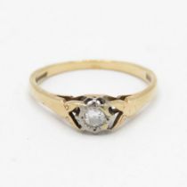 9ct gold circular cut diamond single stone ring (1.7g) Size N