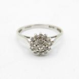 9ct white gold diamond floral cluster ring (1.7g) Size M