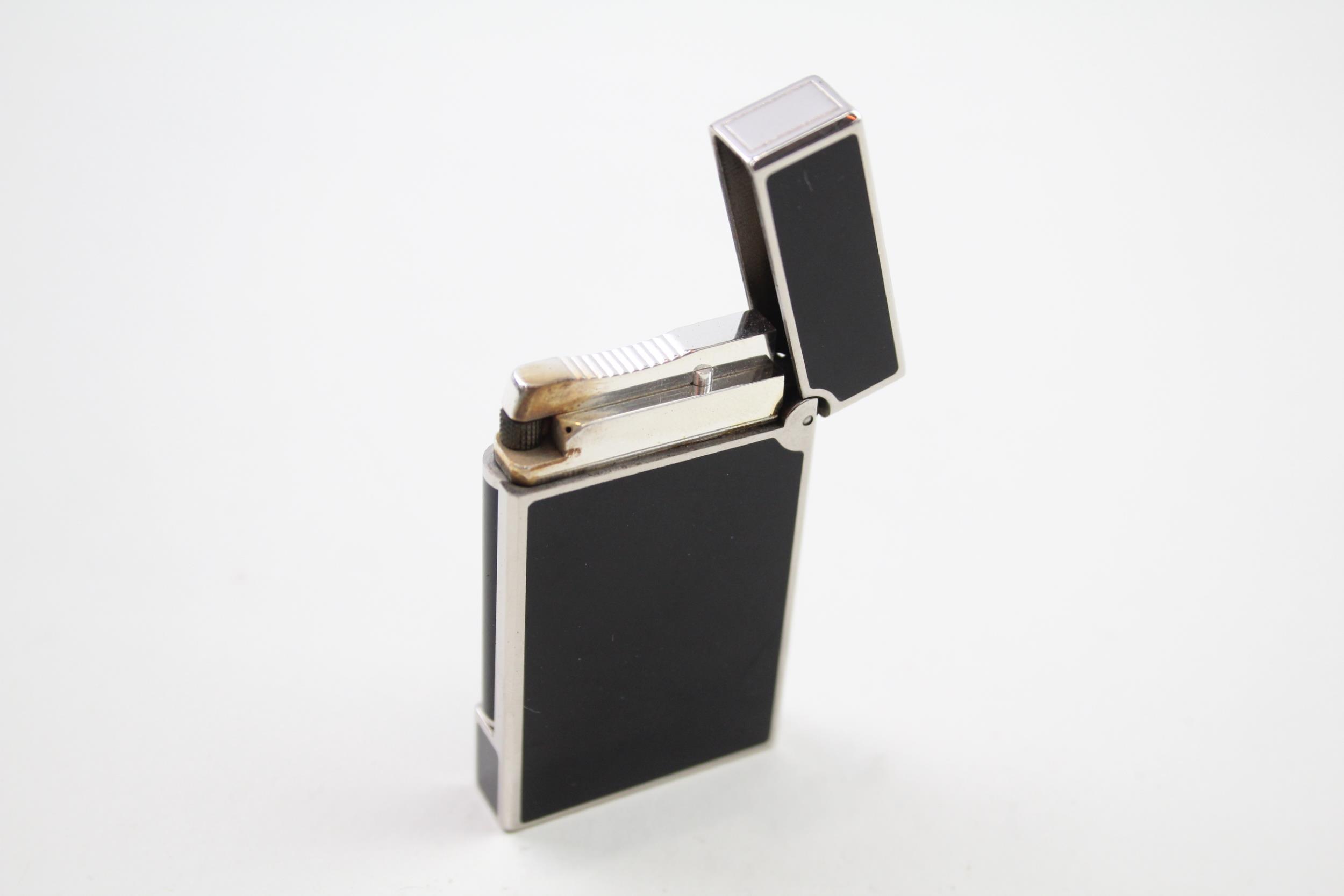 S.T DUPONT France Silver Plated & Black Lacquer Cigarette Lighter (80g) - Serial - 1D7CJ09